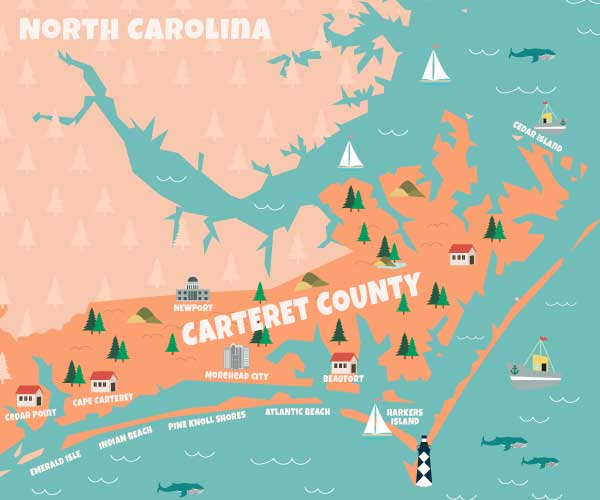 Carteret County NC Map